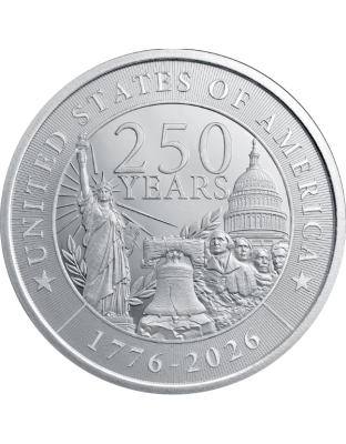 1 OZ SILVER ROUND 250TH ANNIVERSARY GOLDEN STATE MINT Obverse