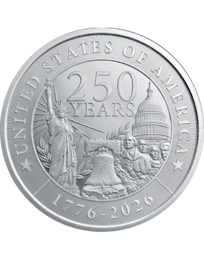 1 OZ SILVER ROUND 250TH ANNIVERSARY GOLDEN STATE MINT Obverse