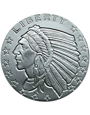 1 OZ SILVER ROUND INCUSE INDIAN DESIGN GOLDEN STATE MINT Obverse