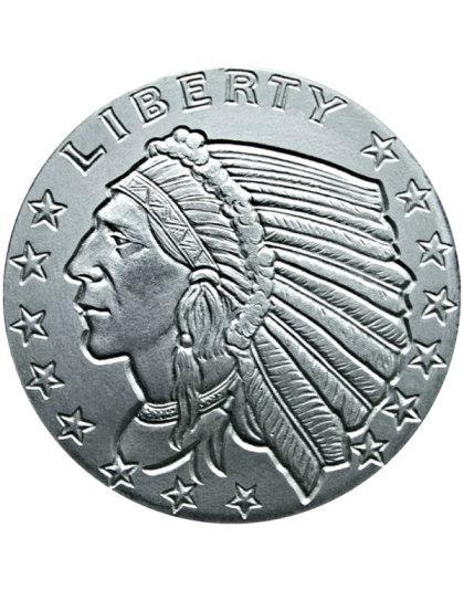 1 OZ SILVER ROUND INCUSE INDIAN DESIGN GOLDEN STATE MINT Obverse
