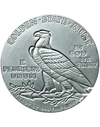 1 OZ SILVER ROUND INCUSE INDIAN DESIGN GOLDEN STATE MINT Reverse