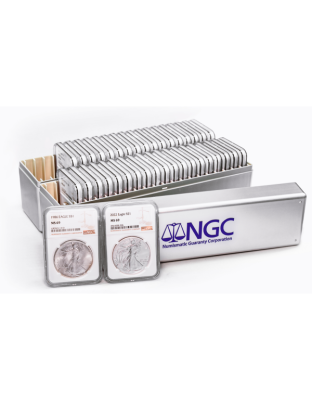 1986-2026 1 OZ AMERICAN SILVER EAGLE SET OF 42 COINS Obverse