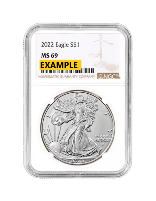 2022 1 OZ AMERICAN SILVER EAGLE NGC MS69 Obverse