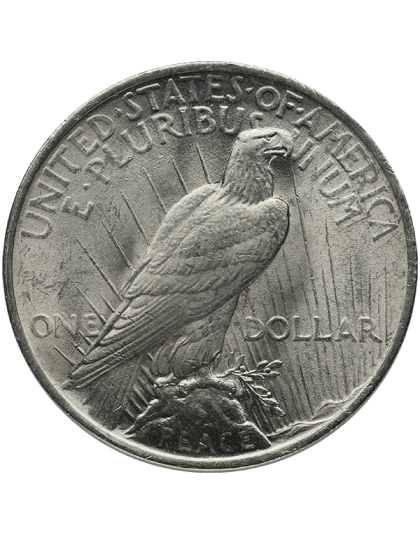 AMERICAN SILVER PEACE DOLLAR BU Reverse