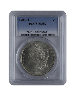 1878-1921 AMERICAN SILVER MORGAN DOLLAR PCGS62 Obverse