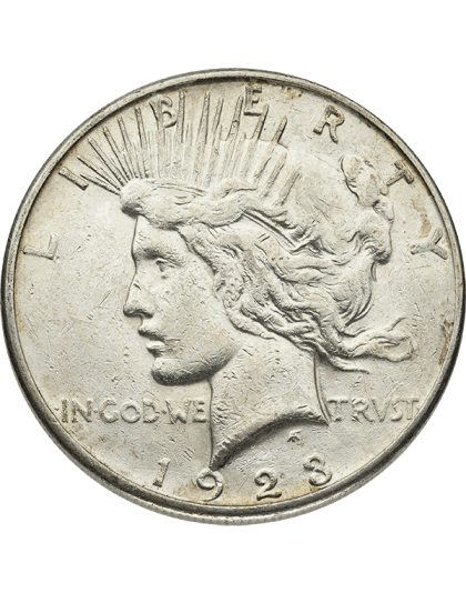 AMERICAN SILVER PEACE DOLLAR CLEANED OR EXCESSIVE WEAR Obverse