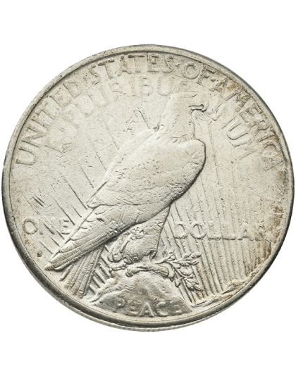 AMERICAN SILVER PEACE DOLLAR CLEANED OR EXCESSIVE WEAR Reverse