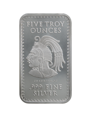 5 OZ SILVER BAR AZTEC CALENDAR Obverse
