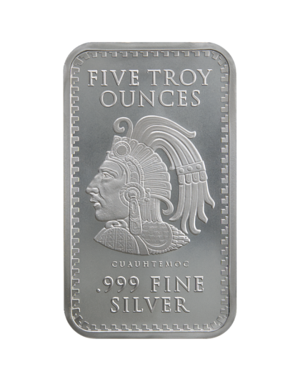 5 OZ SILVER BAR AZTEC CALENDAR Obverse