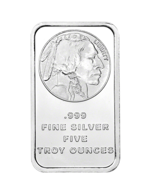 5 OZ SILVER BAR BUFFALO SILVERTOWNE Obverse