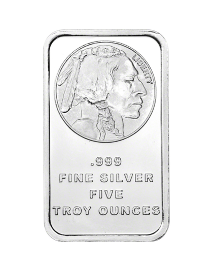 5 OZ SILVER BAR BUFFALO SILVERTOWNE Obverse