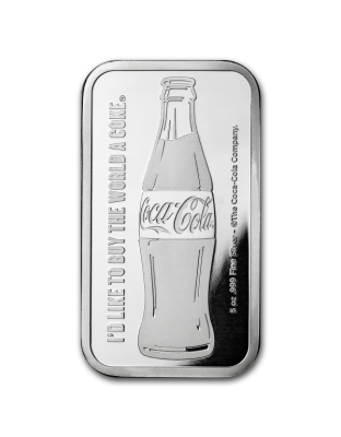 5 OZ SILVER BAR COCA COLA Obverse