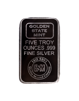 5 OZ SILVER BAR GOLDEN STATE MINT Obverse
