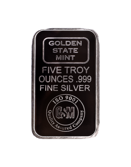 5 OZ SILVER BAR GOLDEN STATE MINT Obverse