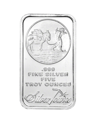 5 OZ SILVER BAR PROSPECTOR SILVERTOWNE Obverse