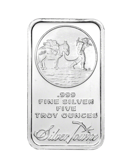 5 OZ SILVER BAR PROSPECTOR SILVERTOWNE Obverse