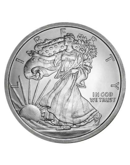 5 OZ SILVER ROUND WALKING LIBERTY DESIGN GOLDEN STATE MINT Obverse