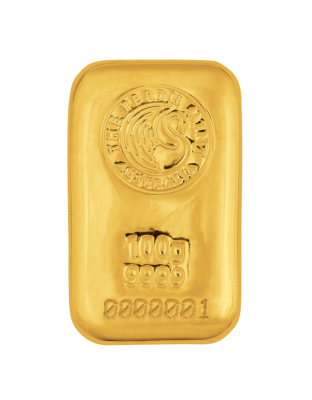100 GRAM GOLD BAR PERTH CAST Obverse