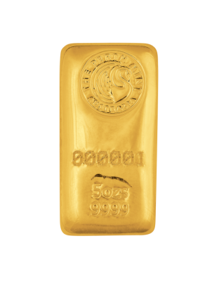 5 OZ GOLD BAR PERTH CAST Obverse