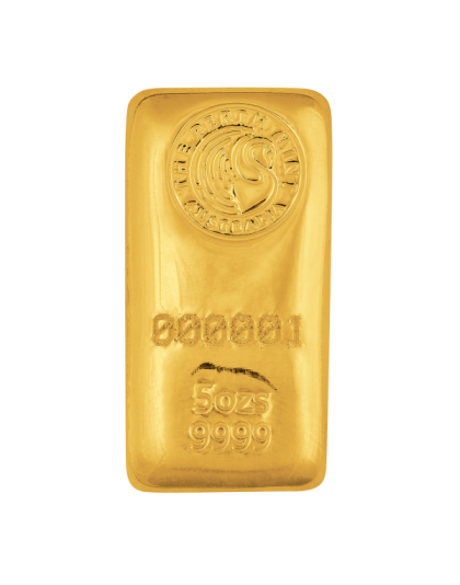 5 OZ GOLD BAR PERTH CAST Obverse