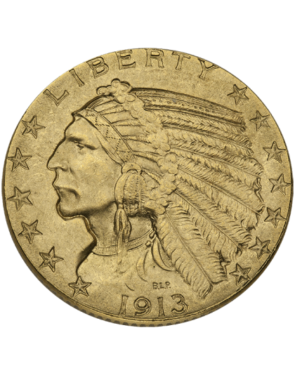 $5 U.S. GOLD INDIAN BU Obverse