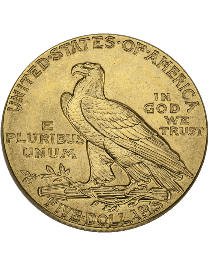 $5 U.S. GOLD INDIAN BU Reverse
