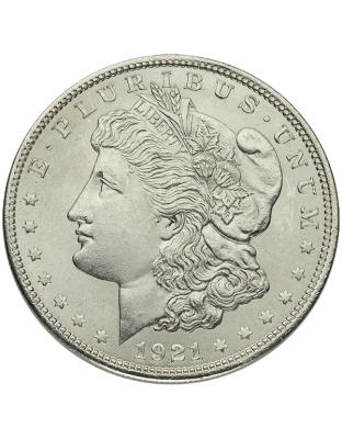 1921 AMERICAN SILVER MORGAN DOLLAR BU Obverse